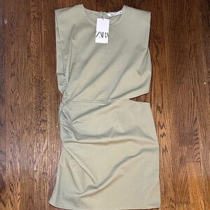Zara Asymmetrical Olive Dress